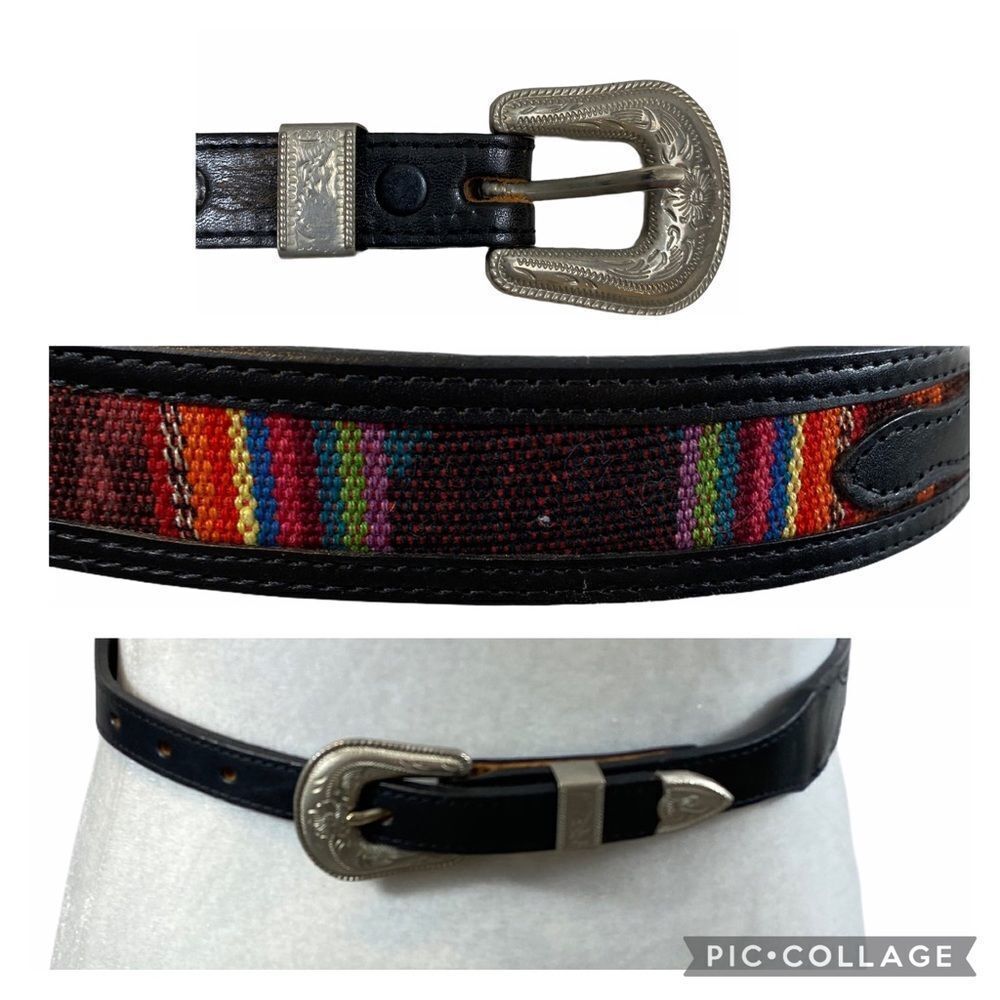 NWOT Brushy Creek Serape Black‎ Leather Belt 28